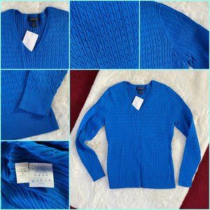 Lands End Baumwolle Supima cable V neck sweater S